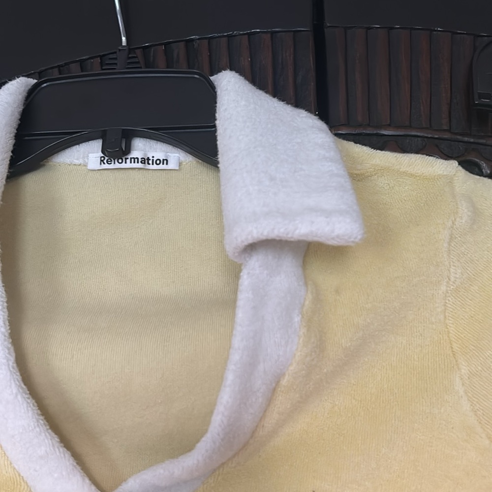 Reformation terry yellow two piece set polo crop top shorts XS - Picture 4 of 7